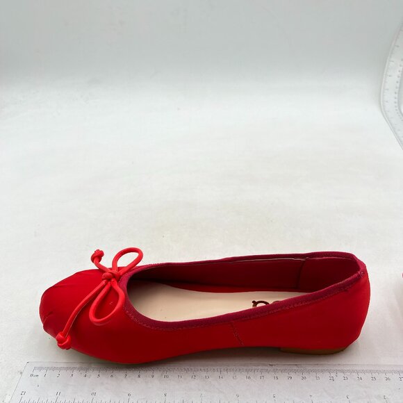 FSJ Women's Macaroon Colorful Ballet Flat Round Toe With Bowtie Cute Shoes Red - Picture 1 of 6